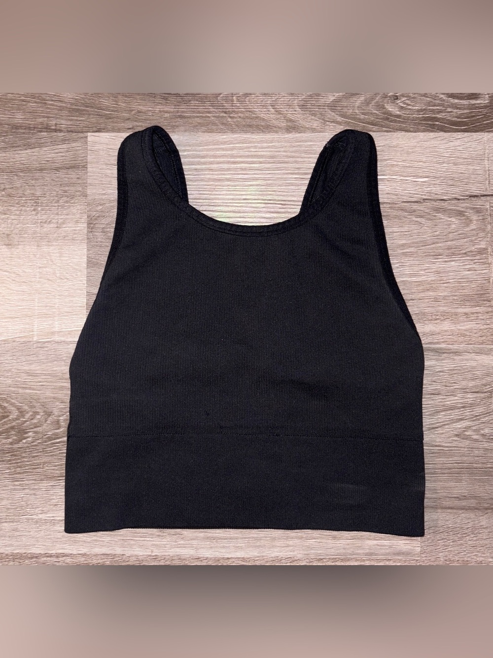 Victoria Secret Black Ribbed halter sports bra